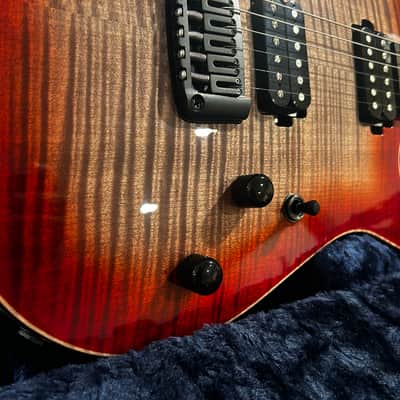 Schecter Sunset 24 Hardtail USA Custom Shop 2021 - Red Stain/Black Burst - w/ COA & Case - NEW image 3