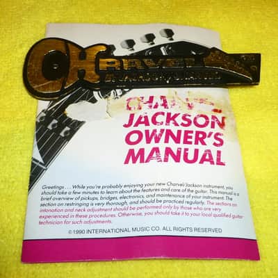 Charvel Pack consisting of Charvel Owners Manual from 1990 and Metal Charvel Guitar Case Badge Very Cool image 6