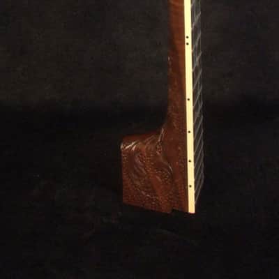 Handcrafted 5 String Banjo Neck, Solid Walnut & Mahogany DRAGON Inlay, Heel Carved, Bruce Wei BN-2020 image 7