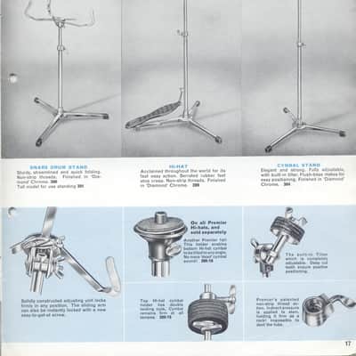 Premier#304 LokFast Flush Base Cymbal Stand Chrome Flat Vintage Early60s England image 14