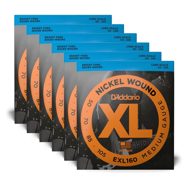 D'Addario EXL160 Medium Gauge 50-105 Long Scale 6 Pack Bundle image 1