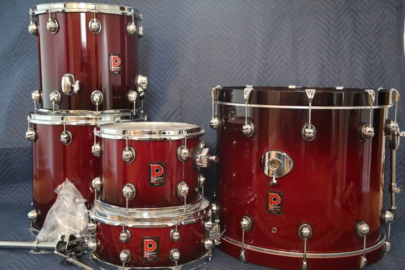 Premier Genista Birch Heavy Rock Five Piece 22/12/14/16 and 14 snare Cherry Fade Lacquer image 1