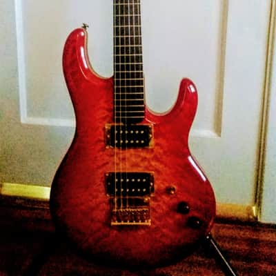 Ernie Ball Music Man Custom bulit 1990's - Cranberry burst, &clear image 7