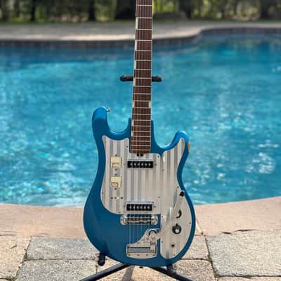 Silvertone/Teisco Shark Fin 759 1436 1 Electric Guitar 1960s - Blue image 2