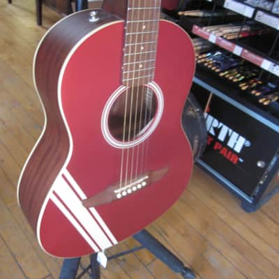 Fender Sonoran Mini Acoustic Guitar Competition Stripes Candy Apple Red image 8