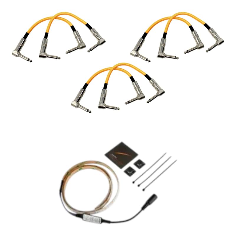 Pedalboard Hi-Viz Lighting Kit - RockBoard 50cm LED Strip + 6x Neon Orange Right Angle Patch Cables image 1