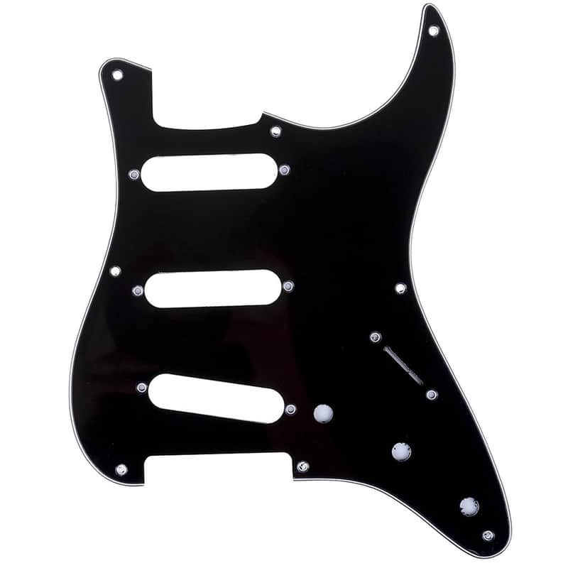 8-Hole 50s 57 Vintage Style Strat SSS Guitar Pickguard for American Stratocaster, 3Ply Black image 1