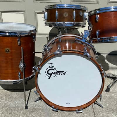 The best of Jazz Drum Kits! 3 Piece Gretsch Round Badge 18” Bass Drum! Mahogany Drum Set image 1