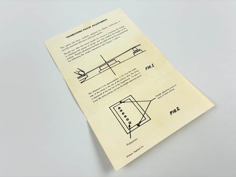 Gibson Original 1950s “Humbucking Pickup Adjustments.” Patent Applied For Insert – REAL. 50s/60s image 1