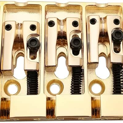 5 String Bass Bridge with Locking Zinc Saddles – Dual Load Type A Bridges String Space 19mm Replacement for Bass or Precision Electric Instruments (Golden) image 3