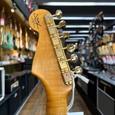 Fender Custom Shop Limited Edition 70th Anniversary 1954 Stratocaster Journeyman Relic with Closet Classic Gold Hardware Aged Black w/Hard Case image 8