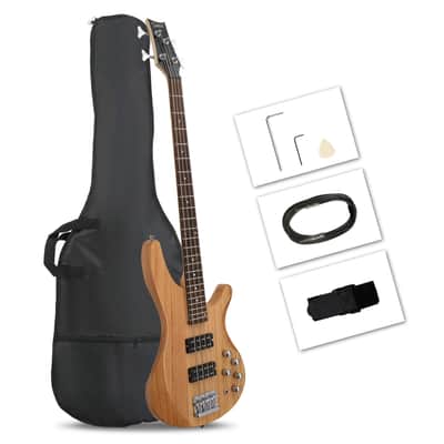 Glarry Burlywood GIB 4 String Full Size HH Pickup Bass Guitar image 1