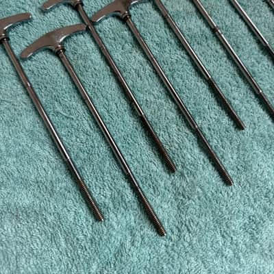 Ludwig Set of 8 Vintage Bass Drum T Tension Rods - 6 1/8” ( 6 13/16” Tip to Tip) 70s - Chrome image 6