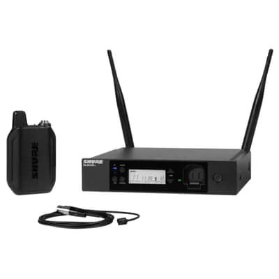 Shure GLX-D+ Dual Band Pro Digital Wireless Rack Mount Lavalier Microphone System for Church, Presentations & More, with WL93 Omnidirectional Mini Lav Mic, 300 ft Range, 12 hr Battery (GLXD14R+/93-Z3) image 1