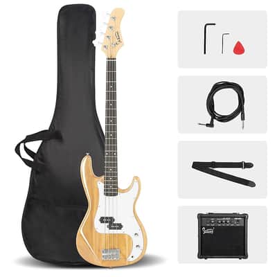 Glarry GP Electric Bass Guitar Burlywood w/ 20W Amplifier image 10