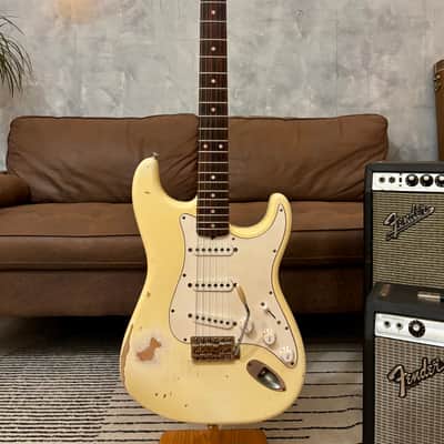 Fender Stratocaster 1962 Glas Custom Olympic White Relic Rosewood 7.4lbs w/ G&G Case image 3