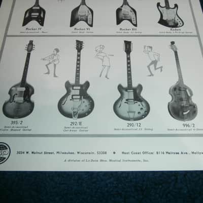 Vintage 1960's "8 New Eko Guitars" Flyer! Rocket, Kadett, 290/12, 292/E! image 3