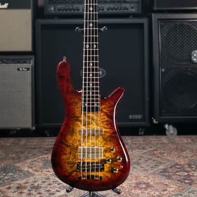 Warwick Limited Edition Masterbuilt Streamer Stage II NT 5-String Bass - Bleached Honey Sunset Burst in Natural Transparent High Polish with Gig Bag image 3