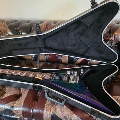 Jackson RR3 Randy Rhoads Pro EERIE DESS SWIRL MIJ Japan Offset Flying V with USA Custom Shop SKB Flight Case image 2