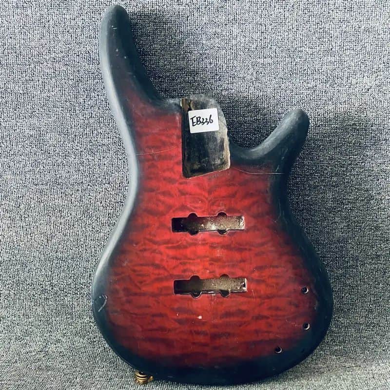Quilted Maple Top Red Burst 4 String Basswood Bass Body image 1