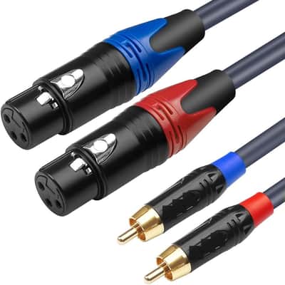 Dual Female XLR to Dual RCA Cable, Heavy Duty 2-XLR Female to 2 RCA/Phone Plug Male HiFi Stereo Audio Connection Microphone Cable Interconnect Lead Wire - 10 Feet /3 Meters image 1
