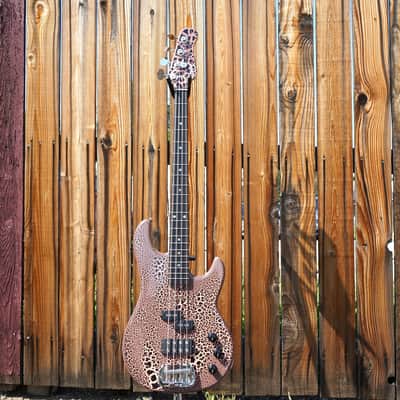 G&L USA Custom Shop LB-100 Sunset Coral Andromeda Crackle 4-String Electric Bass Guitar w/ Black Tolex Case (2025) image 2