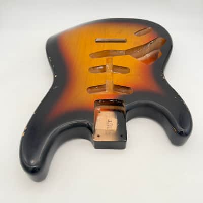 MJT Stratocaster Body Alder Relic Nitro Lefty 3-Tone mjt6698 image 5