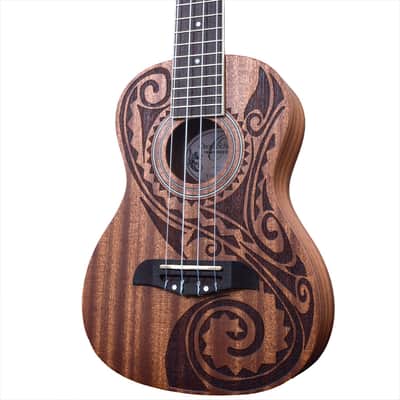 Oscar Schmidt OU2TAT All Mahogany Laser Etched Traditional Hawaiian Design 4-String Concert Ukulele image 2