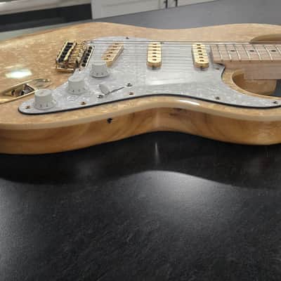 Custom Stratocaster Style Electric Guitar Moto- Pearloid Top And Gold Hardware image 11