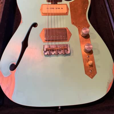 Lung semi hollow tele Custom Telecaster style 2025 - Surf green relic w/ OHSC image 3