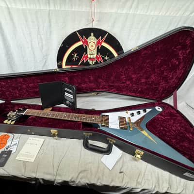 Gibson USA Custom Shop '59 1959 Reissue Flying V Guitar with COA + Case - Pelham Blue image 1