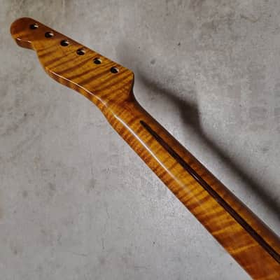 Flame Roasted Maple Tele Neck fits fender Telecaster body 21 frets 50s Gloss image 7