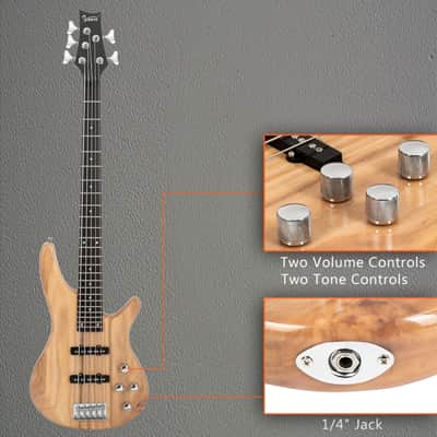 Glarry Burlywood GIB 5 String SS Pick-up Electric Bass Guitar w/20W Amplifier image 9