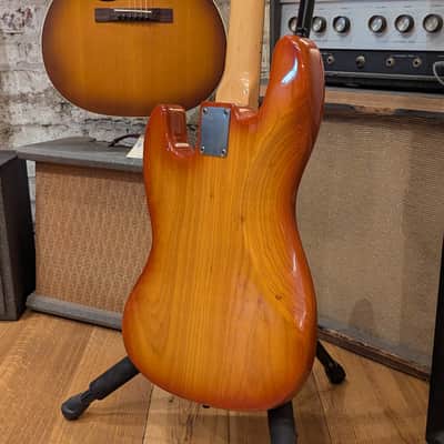 Warmoth Jazz Bass Fretless - Orange Burst w/ Flame Maple top image 15