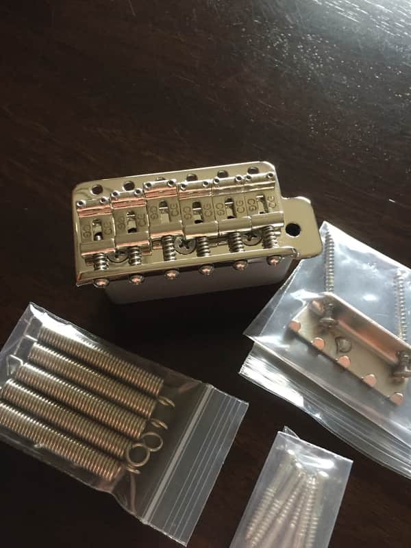 Callaham Vintage Narrow Strat Bridge Assembly w/ "64" Parchment Tip Trem Arm image 1