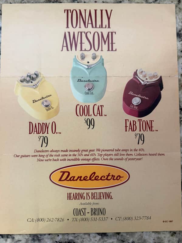 Danelectro Pedal Brochure 1997 Daddy O Cool Cat Fab Tone image 1