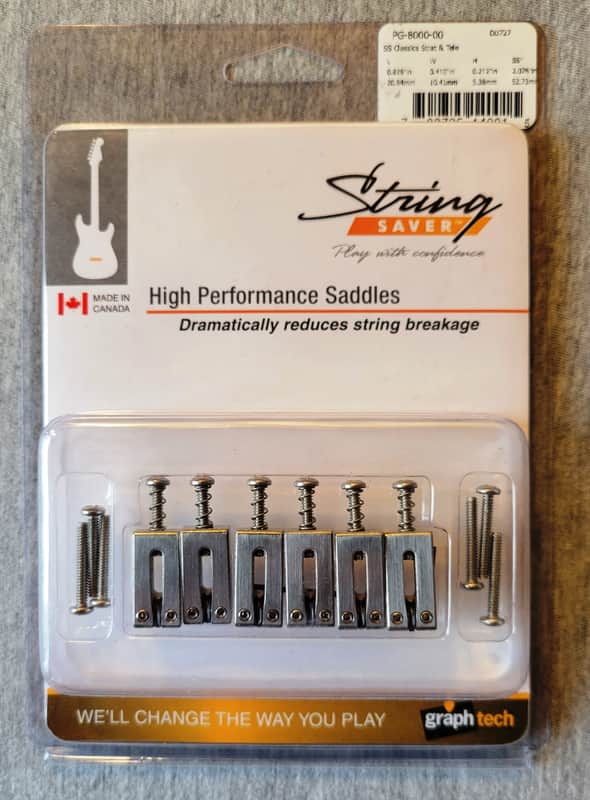 Graph Tech PG-8000-00 String Saver Classics 2-1/16" Strat / Tele Style Saddles - Brushed Steel image 1