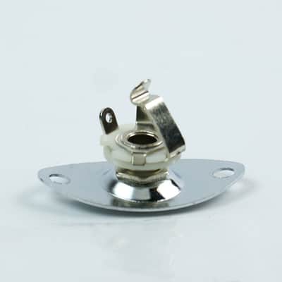 Oval Shape Electric Guitar Output Jack Plate Socket 1/4" ,Thin Chrome image 3