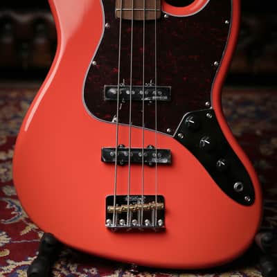 Vintage VJ74 Reissued Bass Firenza Red Matching Colour Headstock image 1