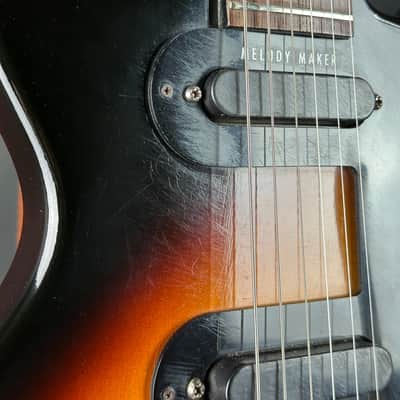 Vintage 1961 Gibson Melody Maker D Sunburst w/non-original chipboard case TSU25064 image 8