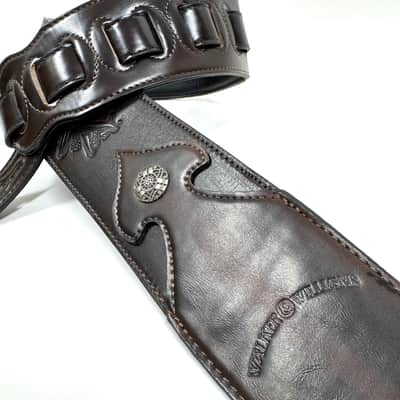 Walker & Williams LIP-05 Matte Copper Carved Leather Spade Cut Strap with Tooled Cross and Thorns image 2