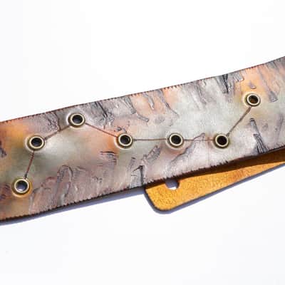 burnyblack vintage distressed guitar strap - big dipper green/brown/yellow image 10