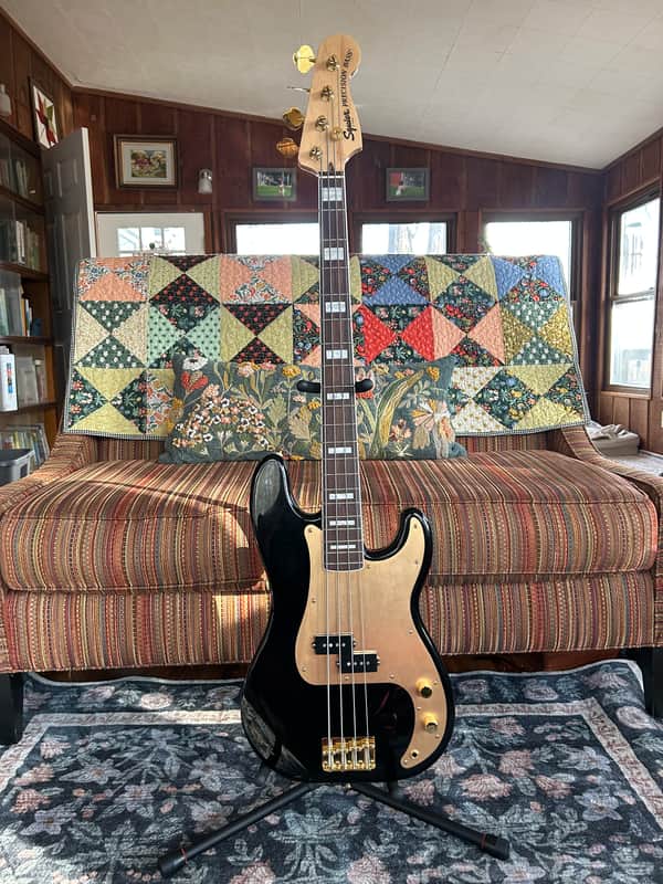 Squier 40th Anniversary Gold Edition Precision Bass 2022 - Present - Black image 1