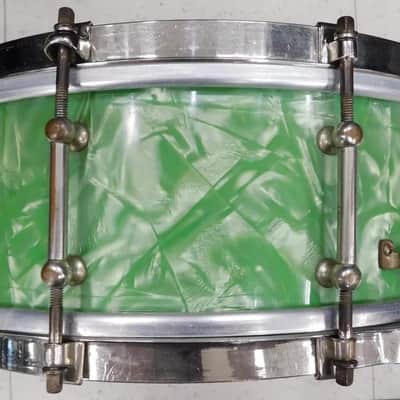 Vintage 1927 Liberty 5x14 Solid Walnut Shell Snare Drum Sea Green Pearl - RARE! image 7