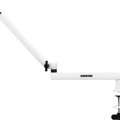 Shure by Gator SH-BROADCAST2 Shure Low-Profile Desktop Microphone Boom Stand, White image 2