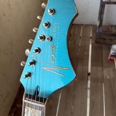 YouTube Vid in description Novo Serus J Lake Placid Blue over 64 sunburst binding electric guitar p90 case image 4
