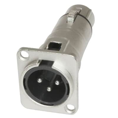 3 pin XLR male to female audio Pass through feed panel mount connector adapter image 2