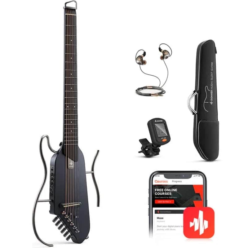 Donner HUSH™ I Acoustic-Electric Travel Guitar - Black image 1