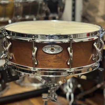 **Rare** Pearl Sensitone 15x5 African Mahogany Baritone Snare - Natural Mahogany Satin image 2