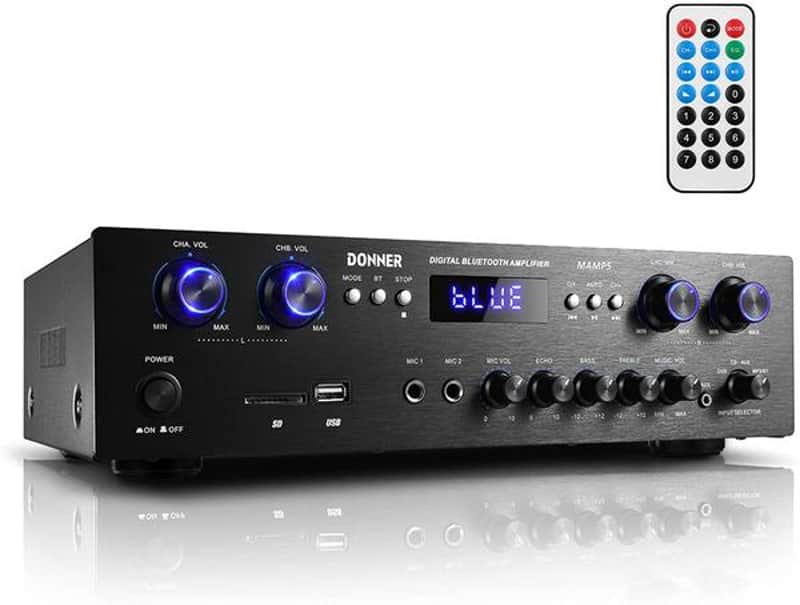 Bluetooth 5.0 Stereo Audio Amplifier Receiver, 4 Channel, 440W Peak Power Stereo Receiver USB image 1